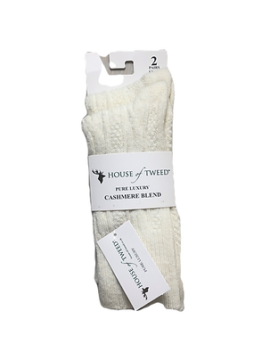 House of Tweed Soft Luxury Cashmere Blend Socks,Cream