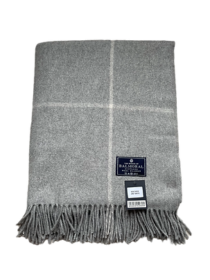 House of Balmoral Wool Blanket, Block Check, Grey/White