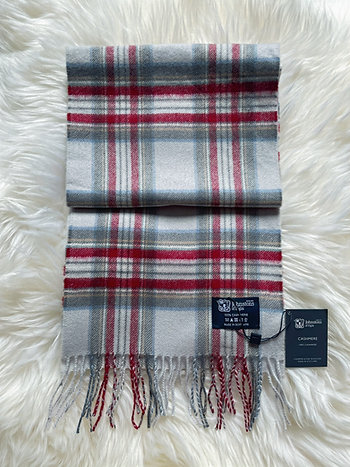Check 100% cashmere scarf, made in Scotland by Johnstons of Elgin