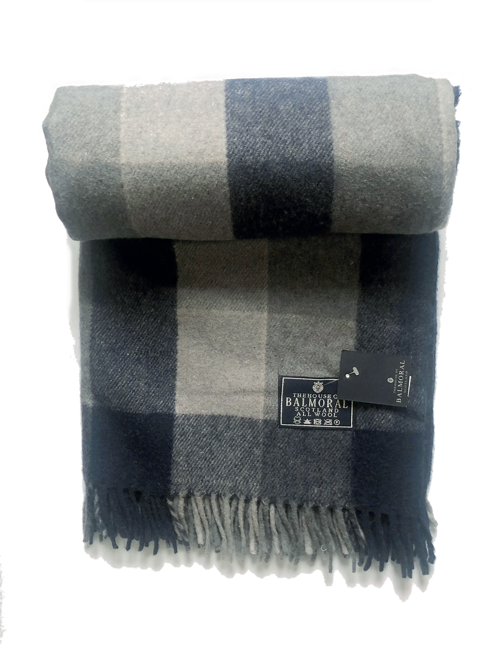 House of Balmoral Wool Blanket - Navy Block Check