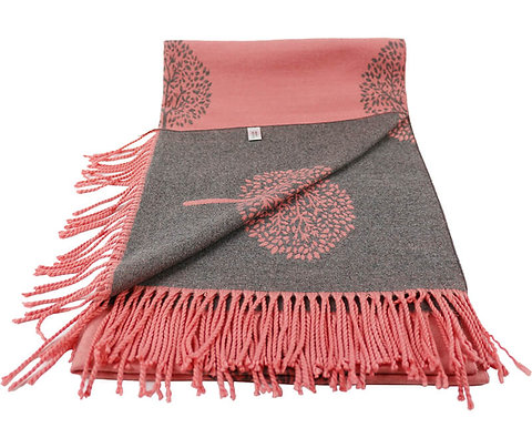 Tree of Life Tassel Scarf - Salmon