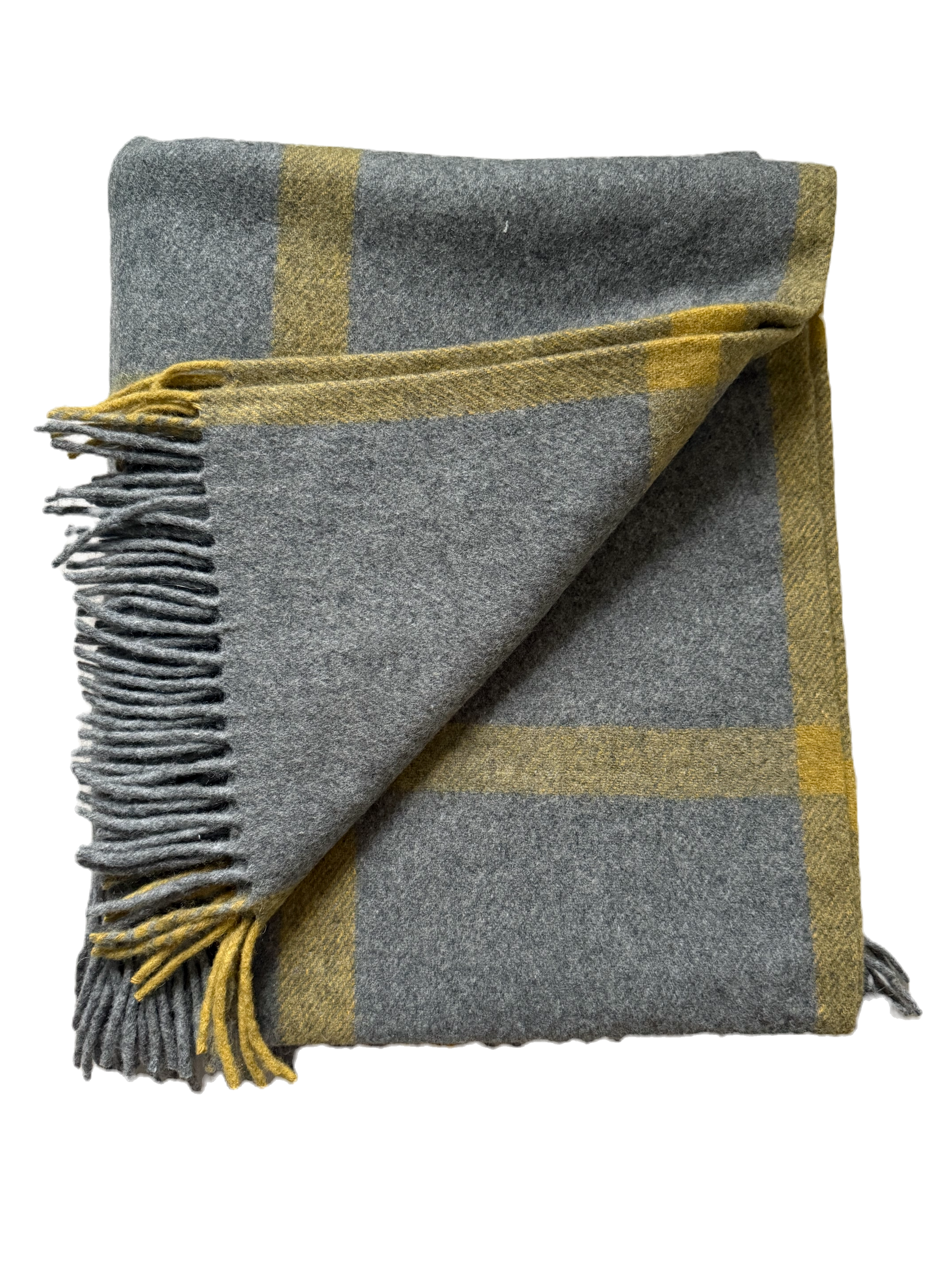 House of Balmoral Wool Blanket - Mid Grey and Mustard