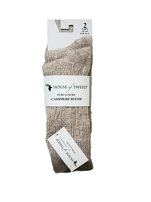 House of Tweed Soft Luxury Cashmere Blend Socks,Beige (2 Pairs)