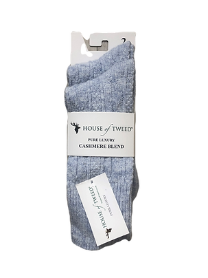 House of Tweed Soft Luxury Cashmere Blend Socks,Blue (2 Pairs)