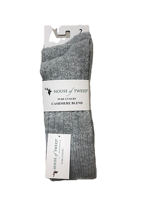 House of Tweed Soft Luxury Cashmere Blend Socks, Grey  (2 pairs)