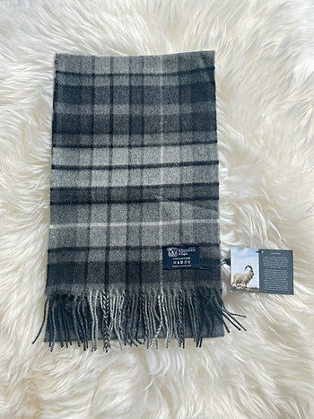 Grey Buchanan, 100% cashmere scarf, made in Scotland by Johnstons of Elgin