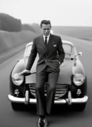 James Bond with a 1964 Triumph TR4 - made with Craiyon