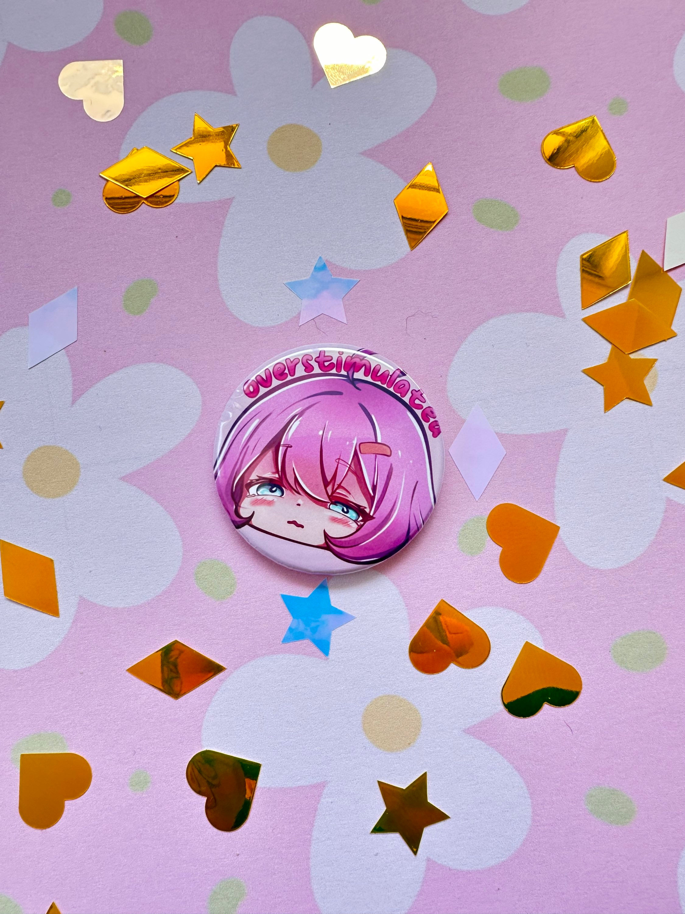 Overwhlemed 50mm Button