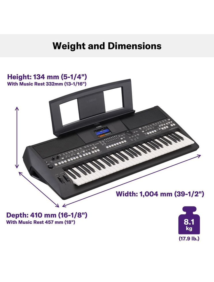 dimensions and weight illustration.