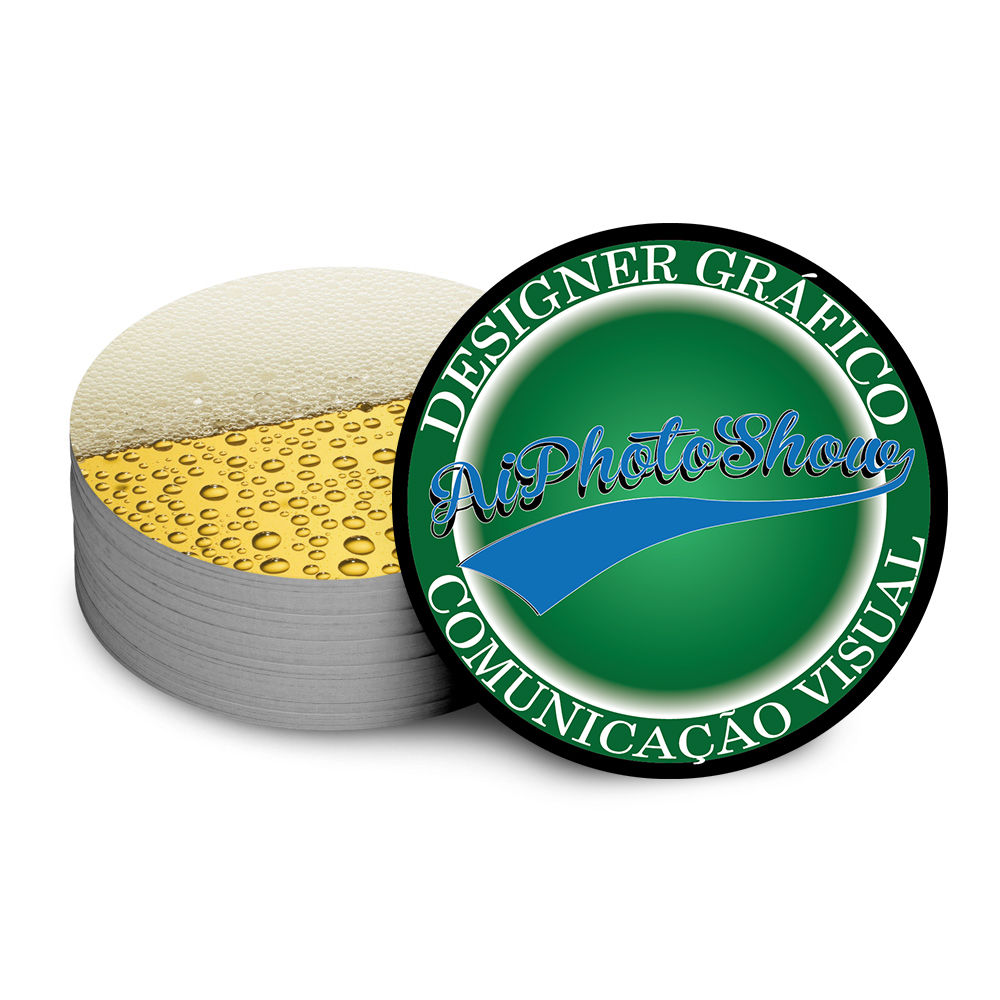 500 Porta Copos - 85x85mm - Couchê Brilho 300g - 4x4 - Verniz Total Brilho Frent