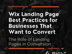 Black crumpled paper background with text: "Wix Landing Page Best Practices for Businesses That Want to Convert" and "The Role of Landing Pages in Conversion."