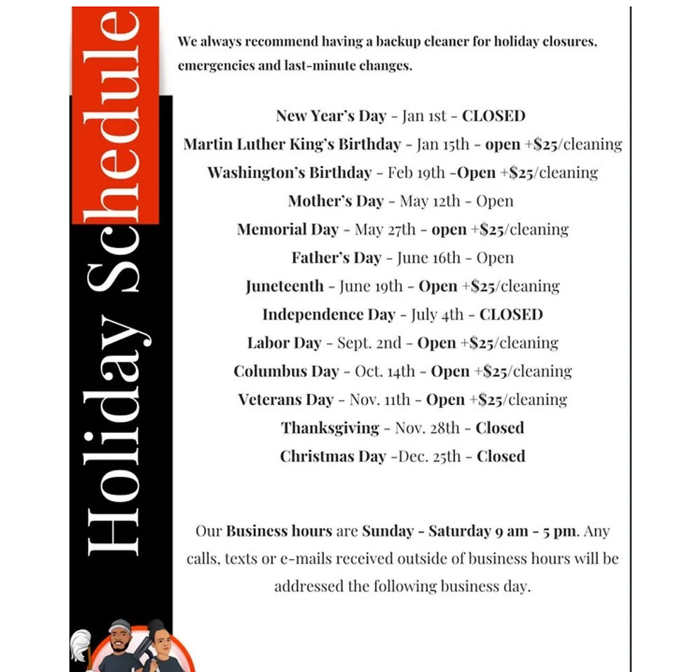 Holiday Schedule