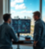 Two expert software engineers in zakkour technology group office in miami, focused on AI and enterprise software development.