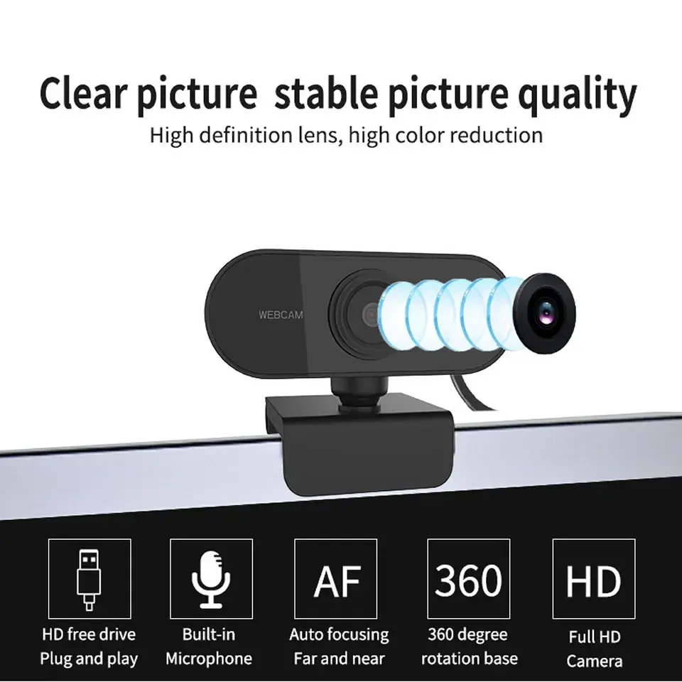 Miniatura: 1080P HD Mini Webcam With Microphone, USB Interface Supports Laptop Desktop