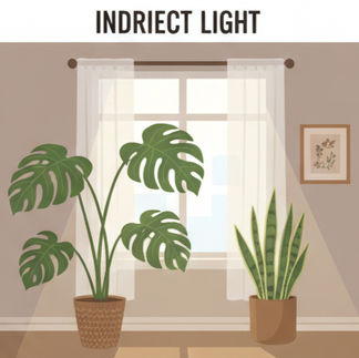 Plants that need indirect sunlight . plants kept near the window. snake plant
