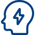An icon of a human head with energy inside it.
