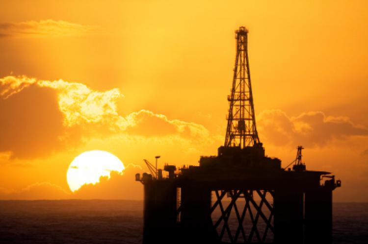 Sunset oil rig