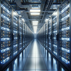 DALL·E 2024-01-09 14.04.44 - An AI server farm, showcasing a vast array of high-tech, powe