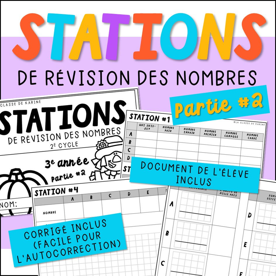 Thumbnail: Stations de révision des nombres - 2e cycle - Partie #2