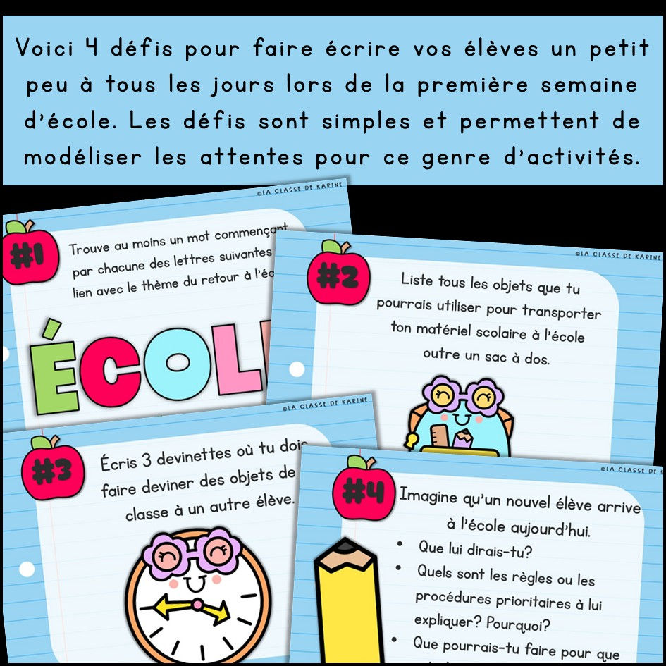 Thumbnail: Défis d'écriture - Rentrée scolaire - 2e et 3e cycle