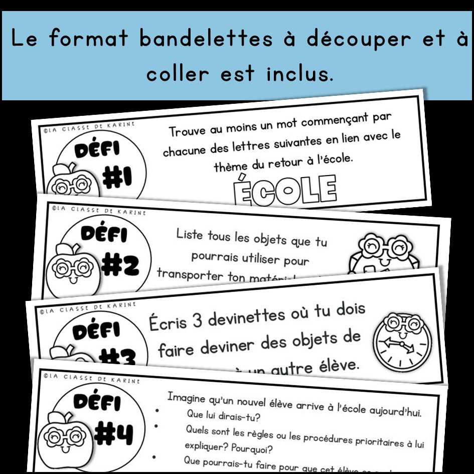 Thumbnail: Défis d'écriture - Rentrée scolaire - 2e et 3e cycle