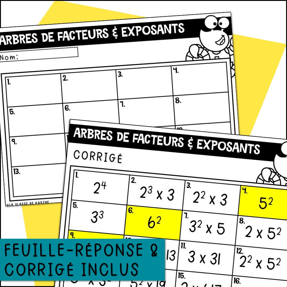 Thumbnail: Cartes à tâches - Arbres de facteurs premiers et exposants - 3e cycle