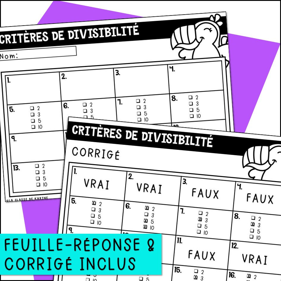Thumbnail: Cartes à tâches - Critères de divisibilité - 3e cycle