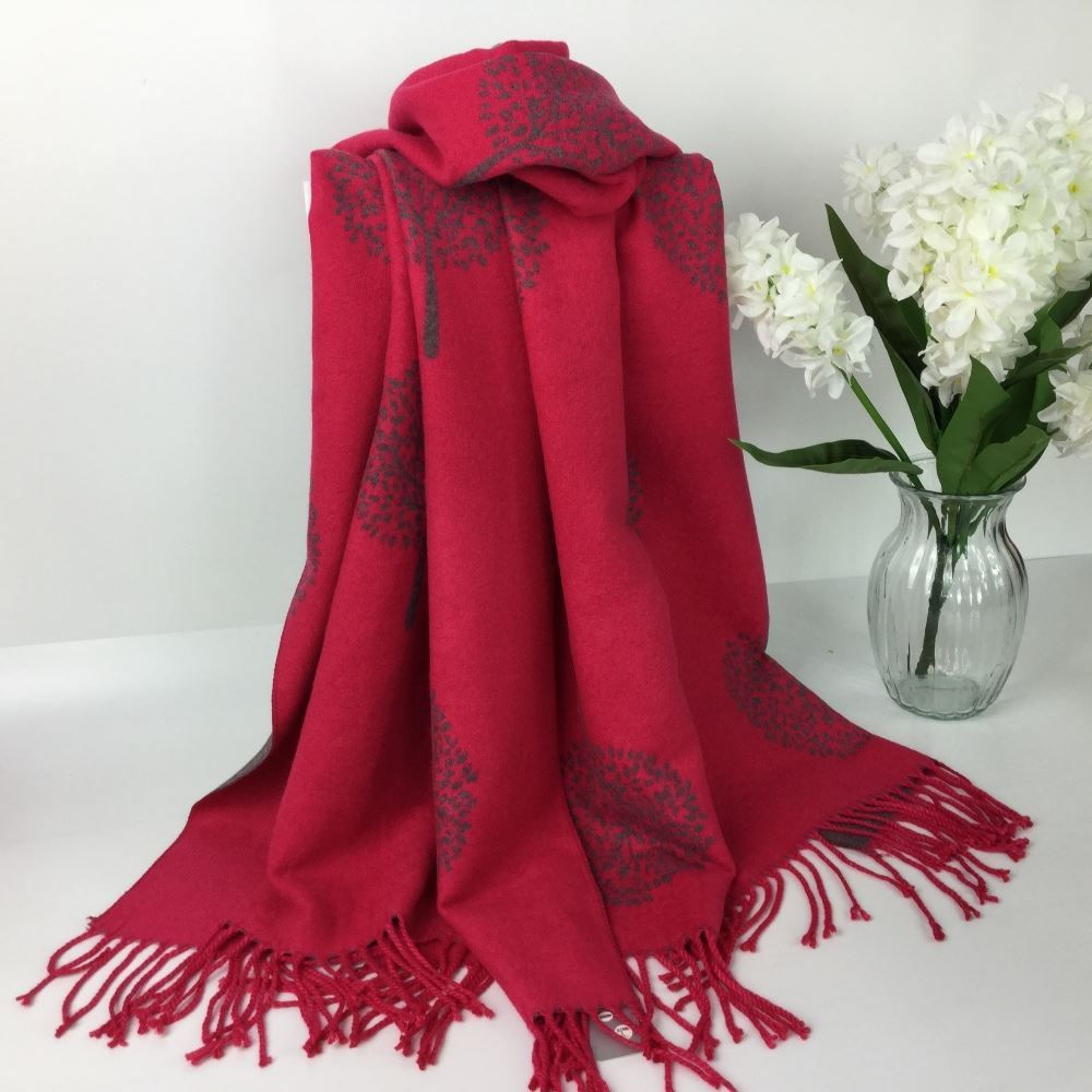Cerise Pink Mulberry Tree Scarf