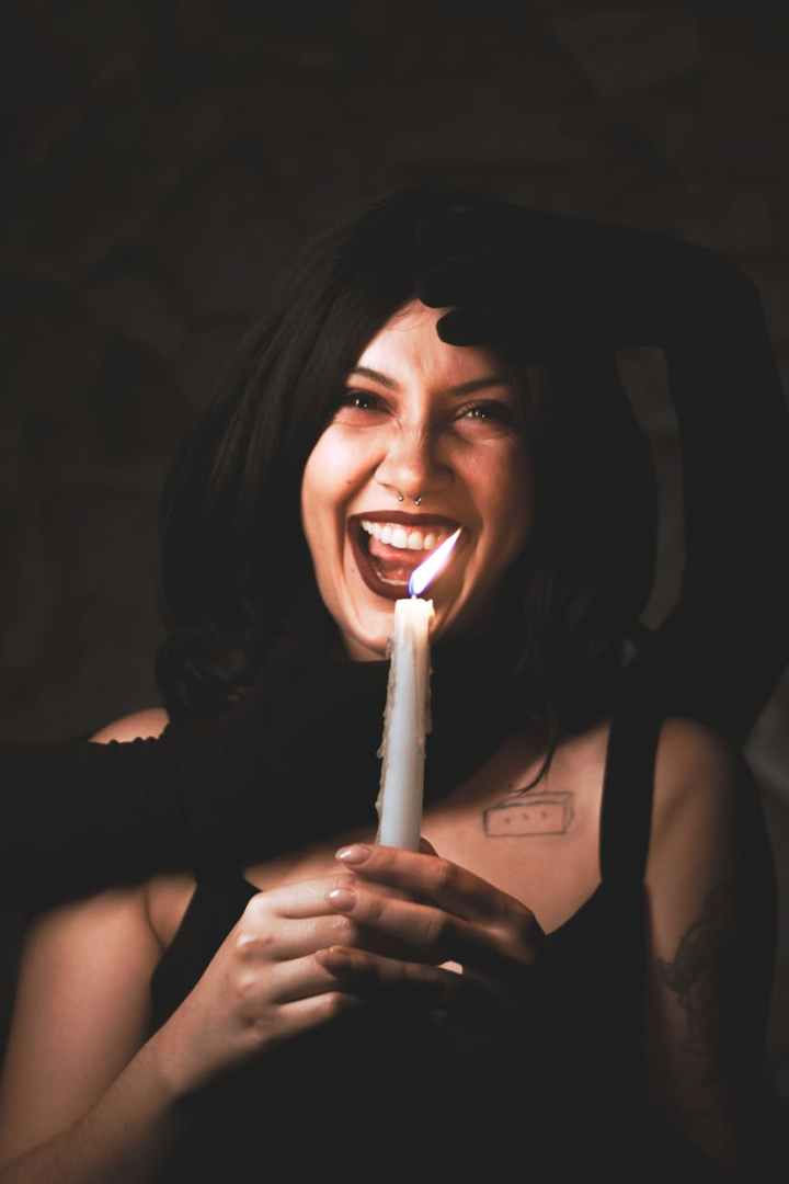 portrait of woman wearing witch costume