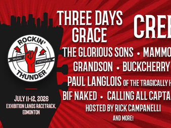 The Rockin' Thunder Music Festival is scheduled to take over the Exhibition Lands Racetrack in Edmonton for a rocking weekend, July 11–12, 2026.