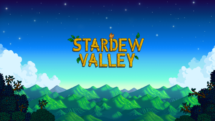 Stardew Valley Logo with Forest Background.