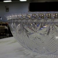 A close-up view of a charming punch bowl at Westlock Memorial Hall. 
