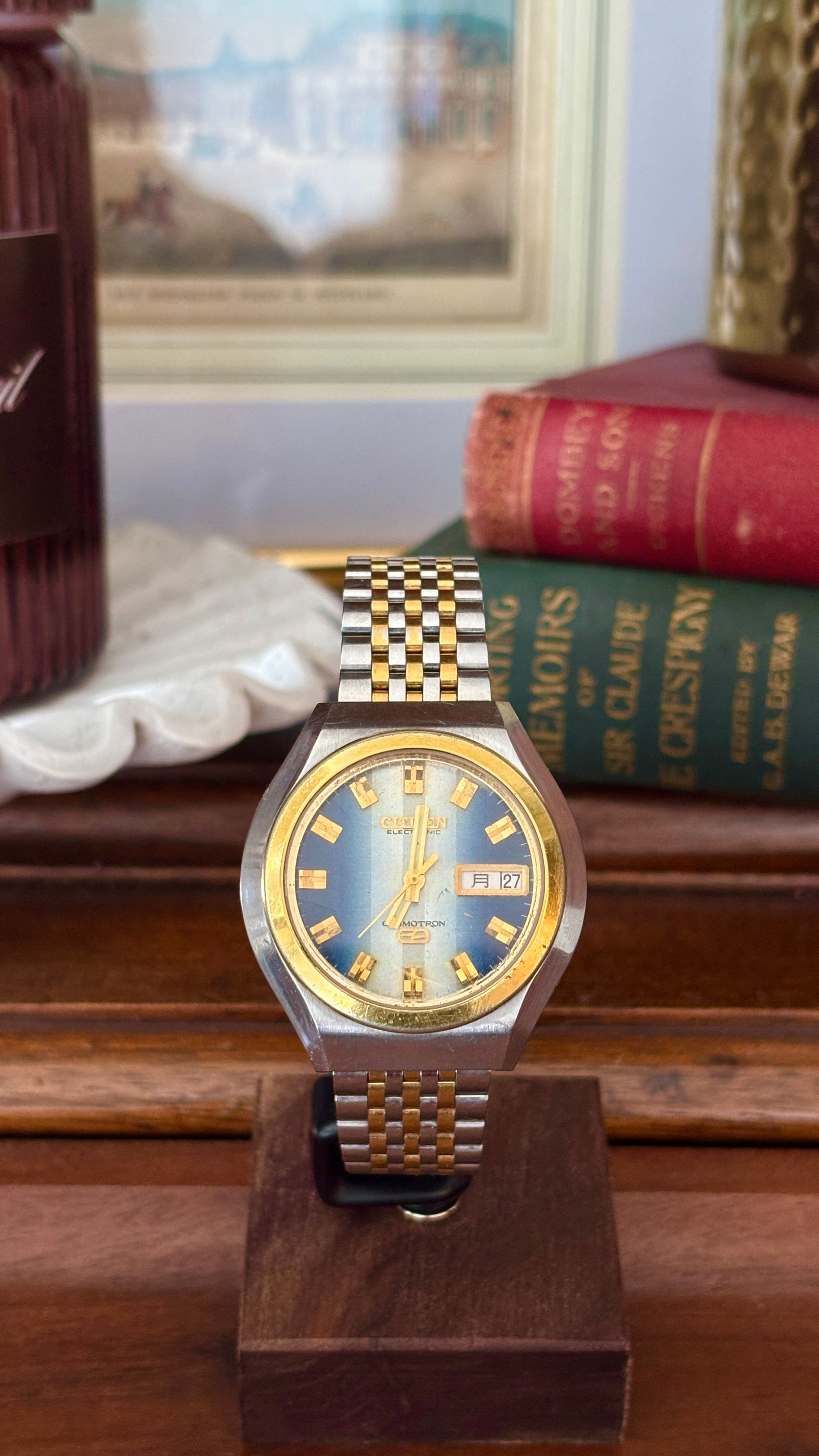 Citizen Cosmotron 7802 Electronic High-Beat Blue Stripe Dial JDM Watch 1973