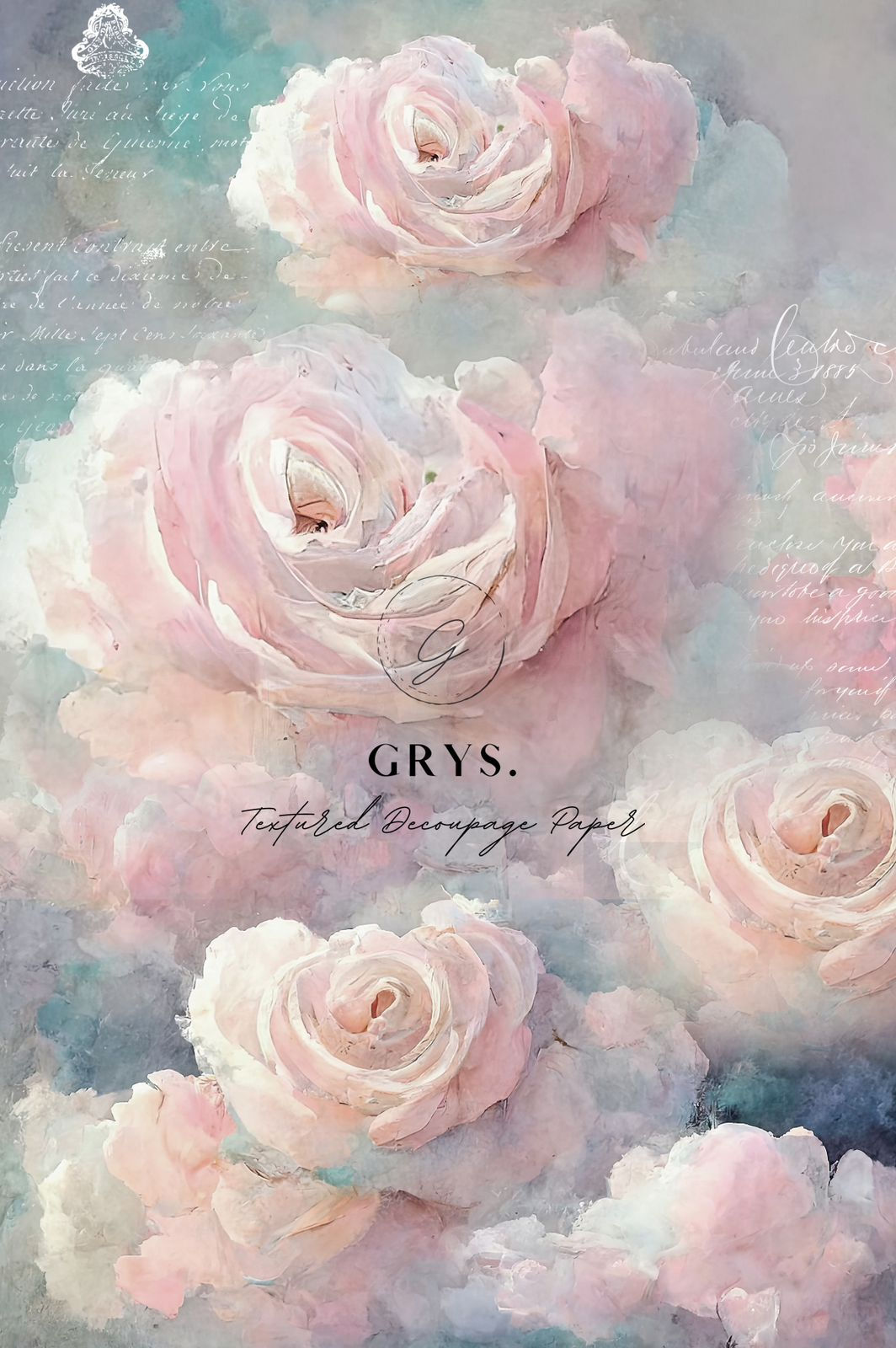 Grys. Textured Decoupage Paper- Cotton Candy Background