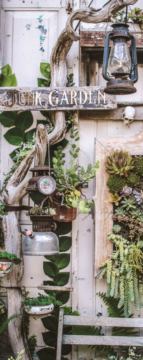GRYS. Textured Decoupage Paper-  Junk Garden Door