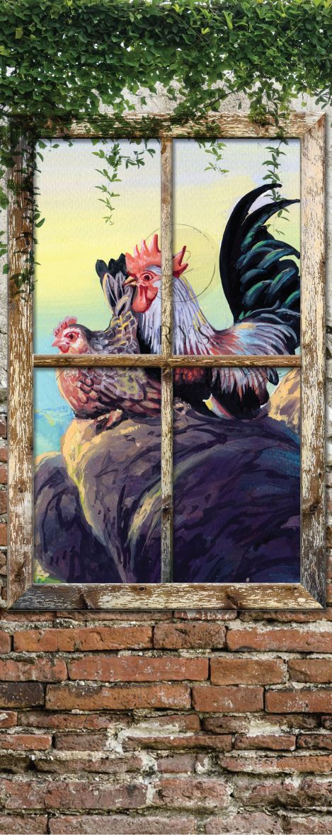 GRYS. Textured Decoupage Paper- Chicken Door