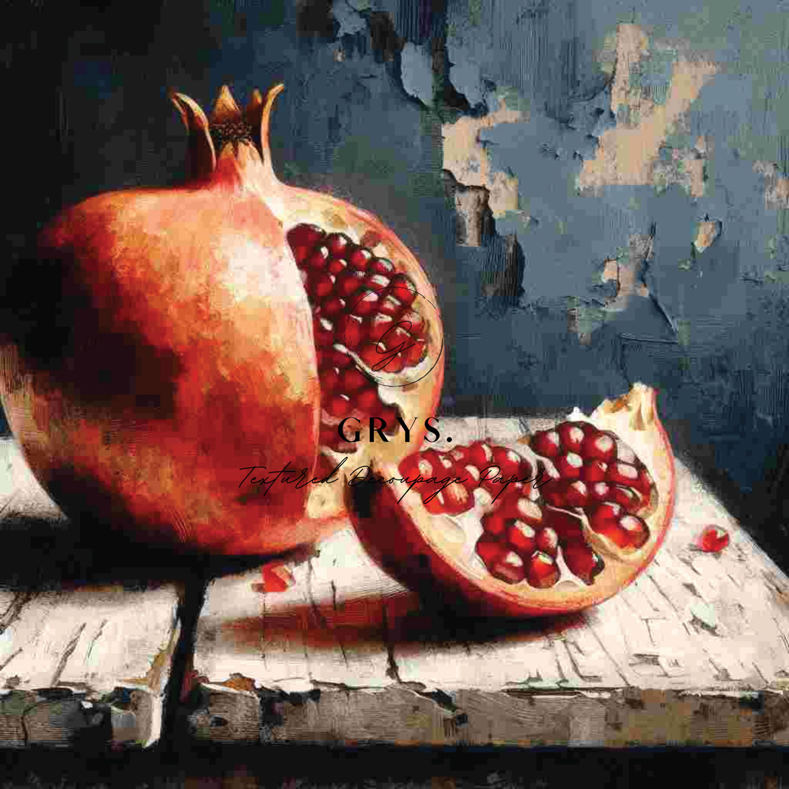 GRYS. Textured Decoupage Paper -Weathered Pomegranate