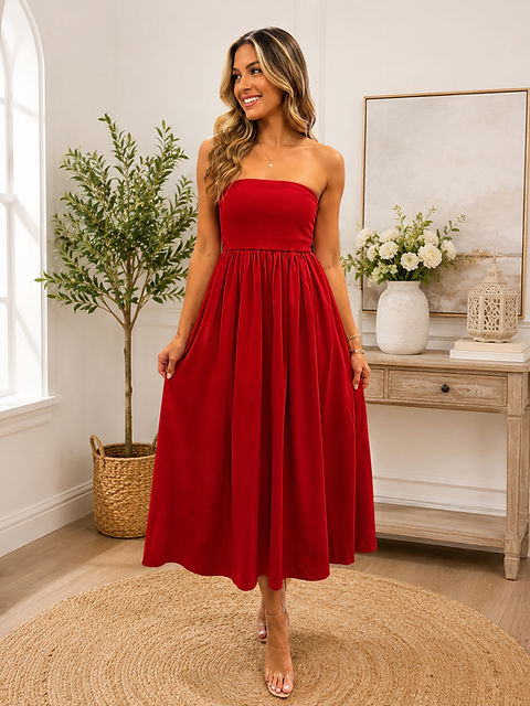 clara red dress Hansen & Gretel Clara Maxi Dress In Samba Red, Size S