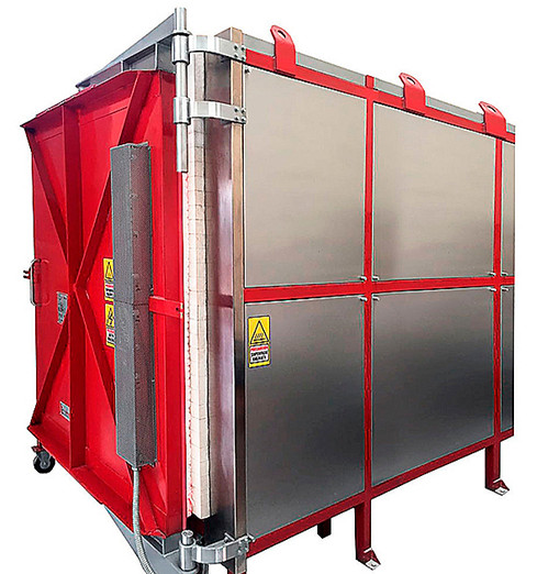 Gracias a su sistema de solera móvil (carro), este horno permite una carga y descarga exterior cómoda, segura y eficiente, optimizando los tiempos de ciclo en entornos industriales exigentes