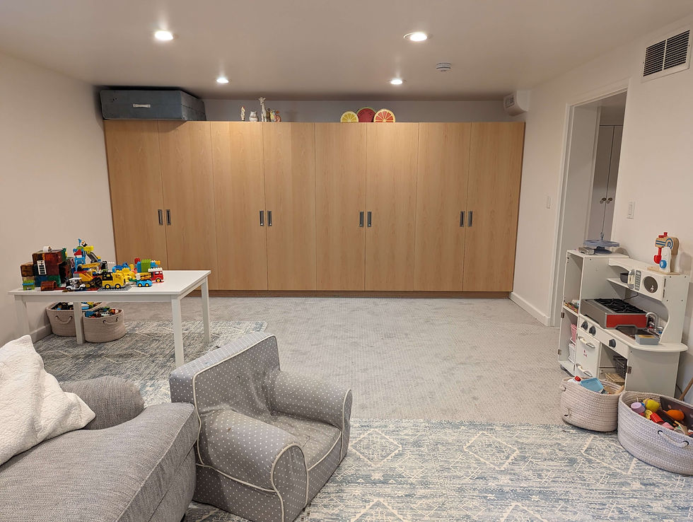 Basement playroom organization