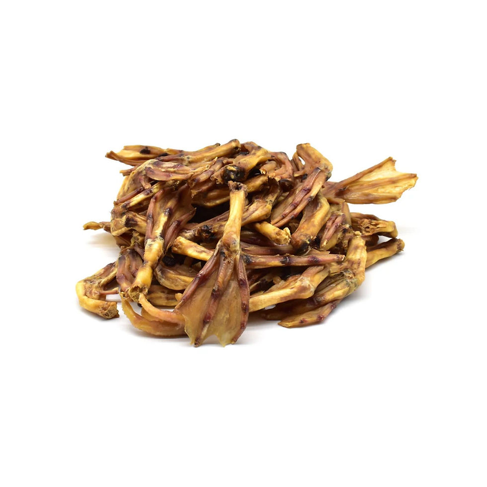 a large pile of duck feet dog treats