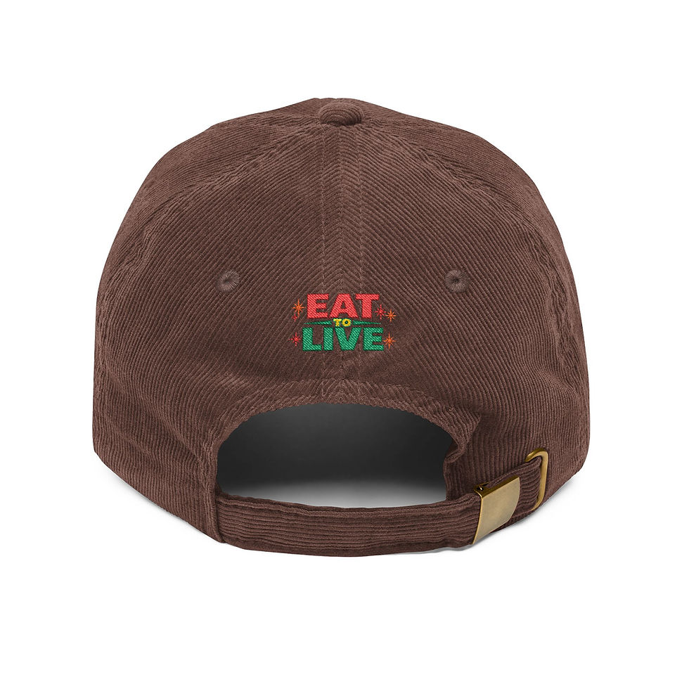 Thumbnail: Corduroy Baseball Cap — "Desert Eating For Life" Embroidered Vintage Hat