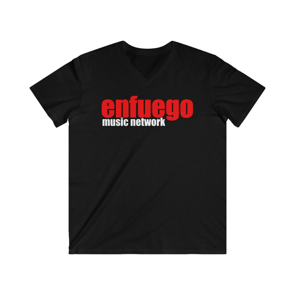 Enfuego Music Men's Fitted V-Neck Short Sleeve Tee (Black and Red)
