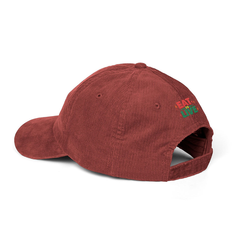 Thumbnail: Corduroy Baseball Cap — "Desert Eating For Life" Embroidered Vintage Hat