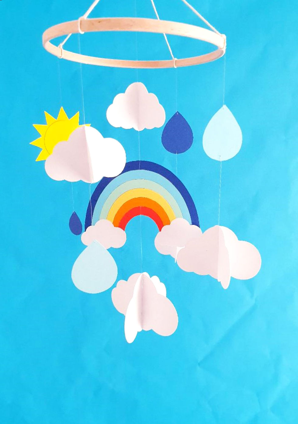 Miniature : Mobile bébé arc-en-ciel en papier – Soleil, nuages, arc-en-ciel