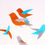 Miniature : Mobile bébé 20x45cm 6 Oiseaux gris orange bleu en papier cartonné recyclé