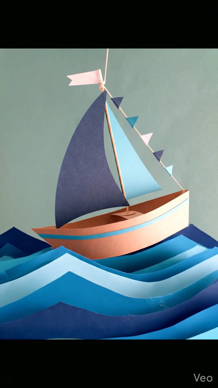 Miniature : Mobile bébé 24x50cm - Bateau en papier cartonné recyclé