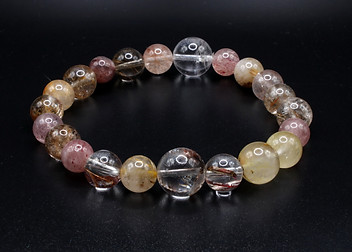 LUXURY JEWELLERY SEMI-PRECIOUS GEMSTONE BRACELETS RED - CITRINE STRTAWBERRY RUTILATED QUARTZ