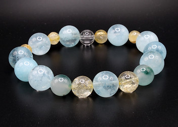 LUXURY JEWELLERY SEMI-PRECIOUS GEMSTONE BRACELETS  AQUAMARINE CITRINE QUARTZ GARDEN JADE