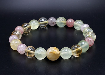 AVATAR MALAS |LUXURY JEWELLERY SEMI-PRECIOUS GEMSTONE BRACELETS  GOLD RUTILATED & STRAWBERRY QUARTZ AMETRINE PREHNITE FLUORITE